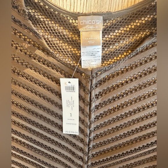NWT Chico’s Travelers Novelty striped jacket Tan size -1 - Picture 4 of 7